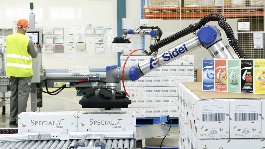 Success at Nestlé Special.T factory with CoboAccess_Pal leads Sidel to extend cobotic palletizing range to higher payload